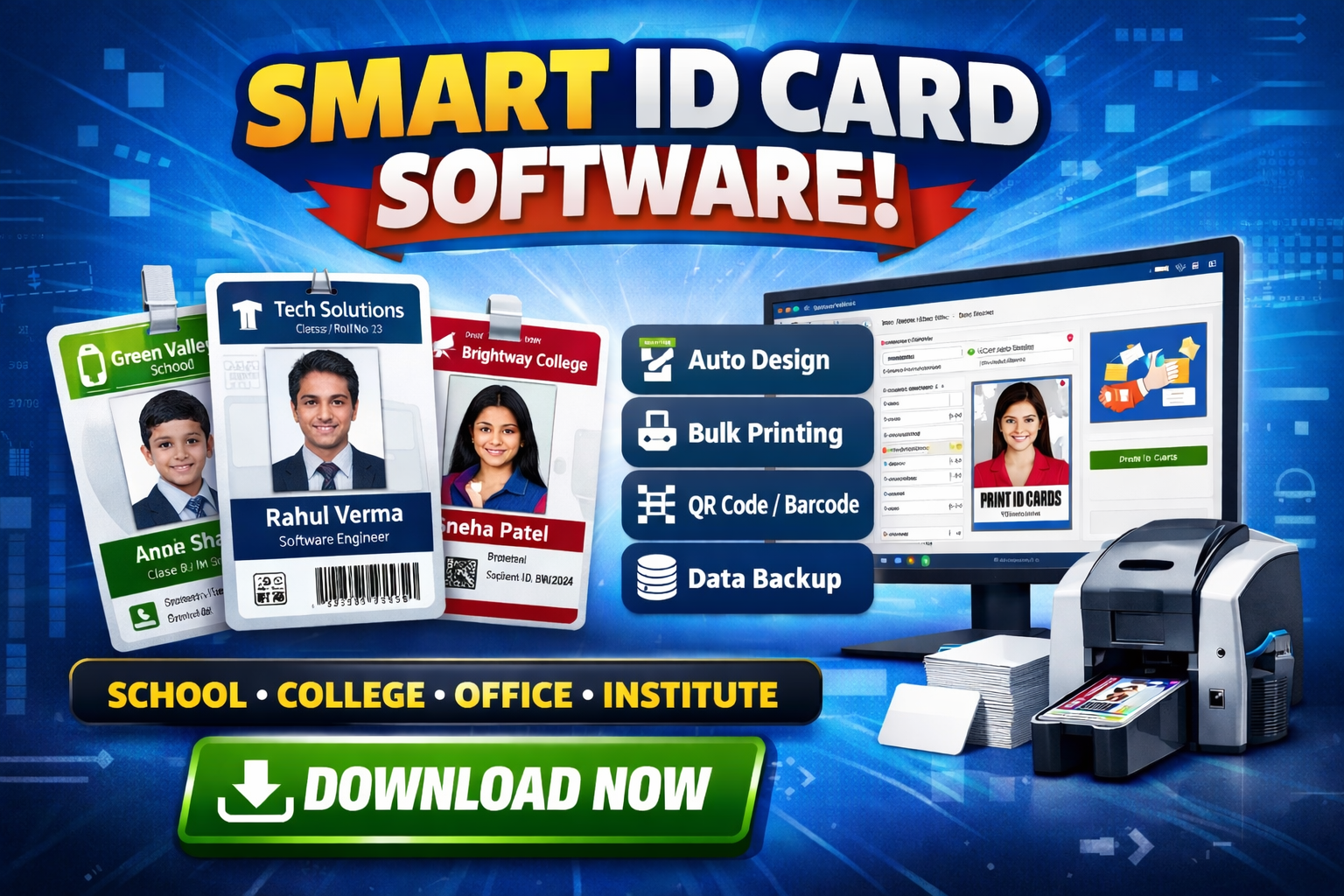 Professional ID Card Software with QR Code | Lifetime +Ofline