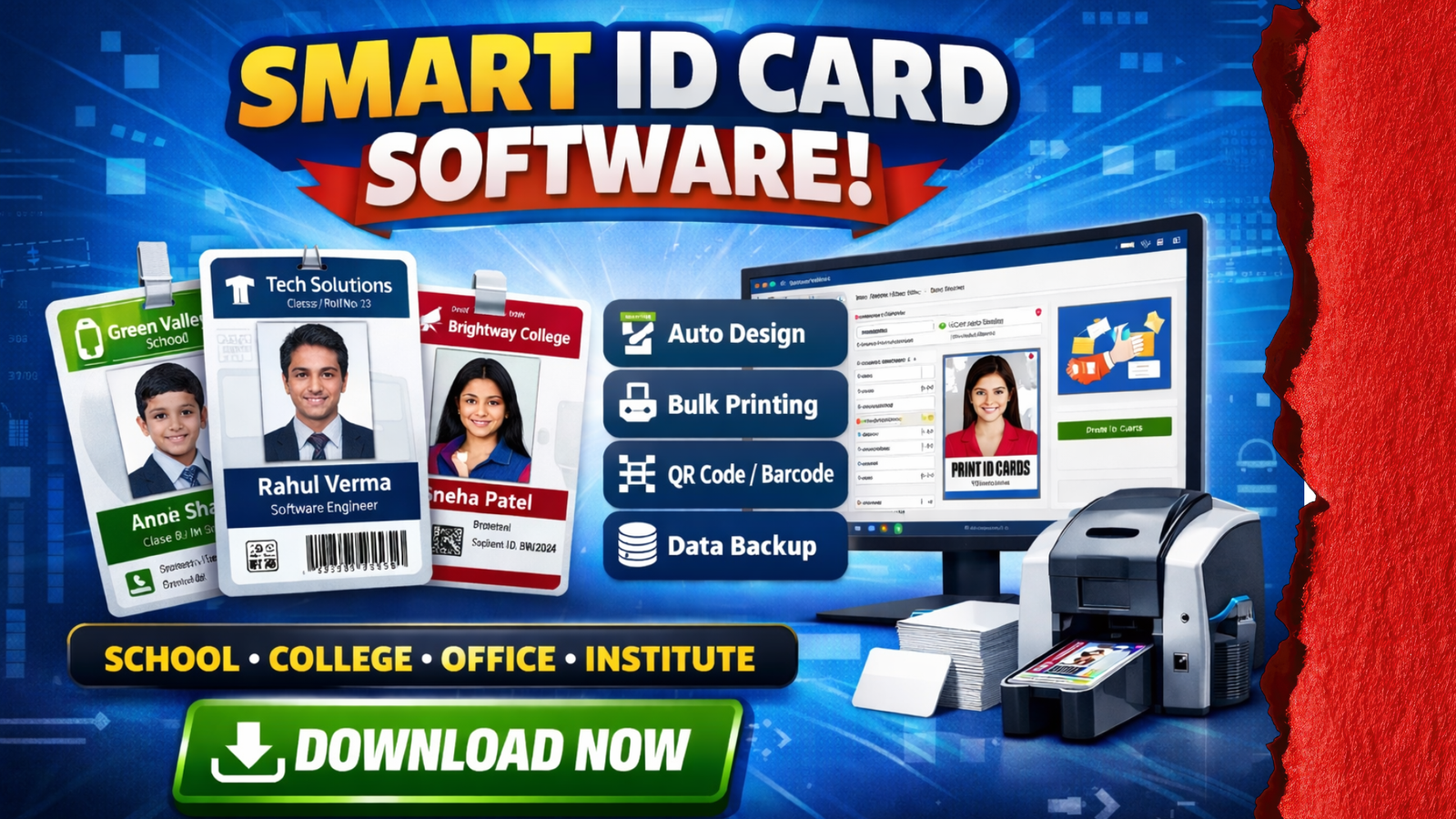 Professional ID Card Software with QR Code | Lifetime +Ofline