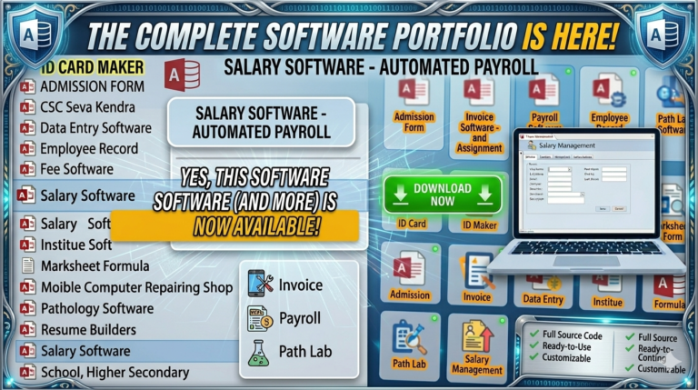 🚀 MS Access Software Bundle – 10+ Ready-Made Software with Editing Videos (Hindi)